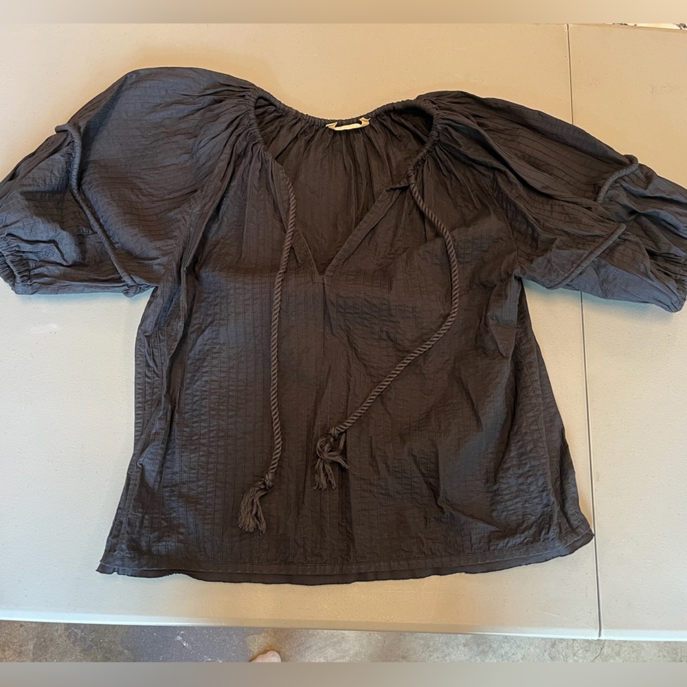 Ulla Johnson Black Tie Front Blouse